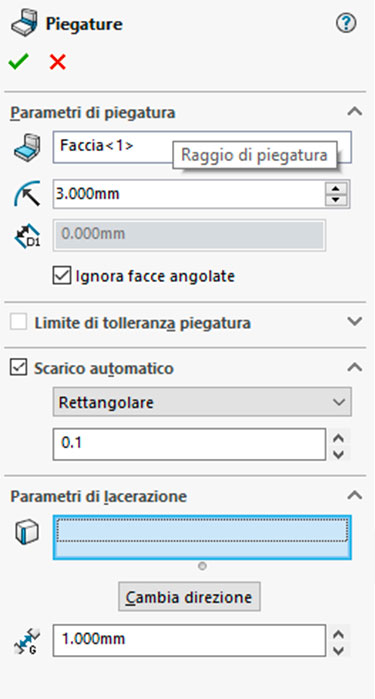 creare lamiera da un solido